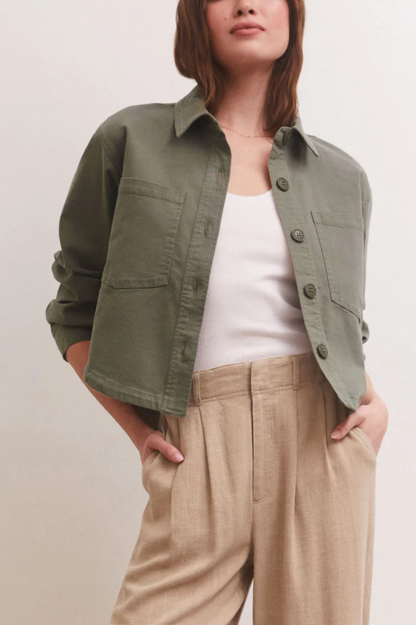 All Day Cropped Twill Jacket