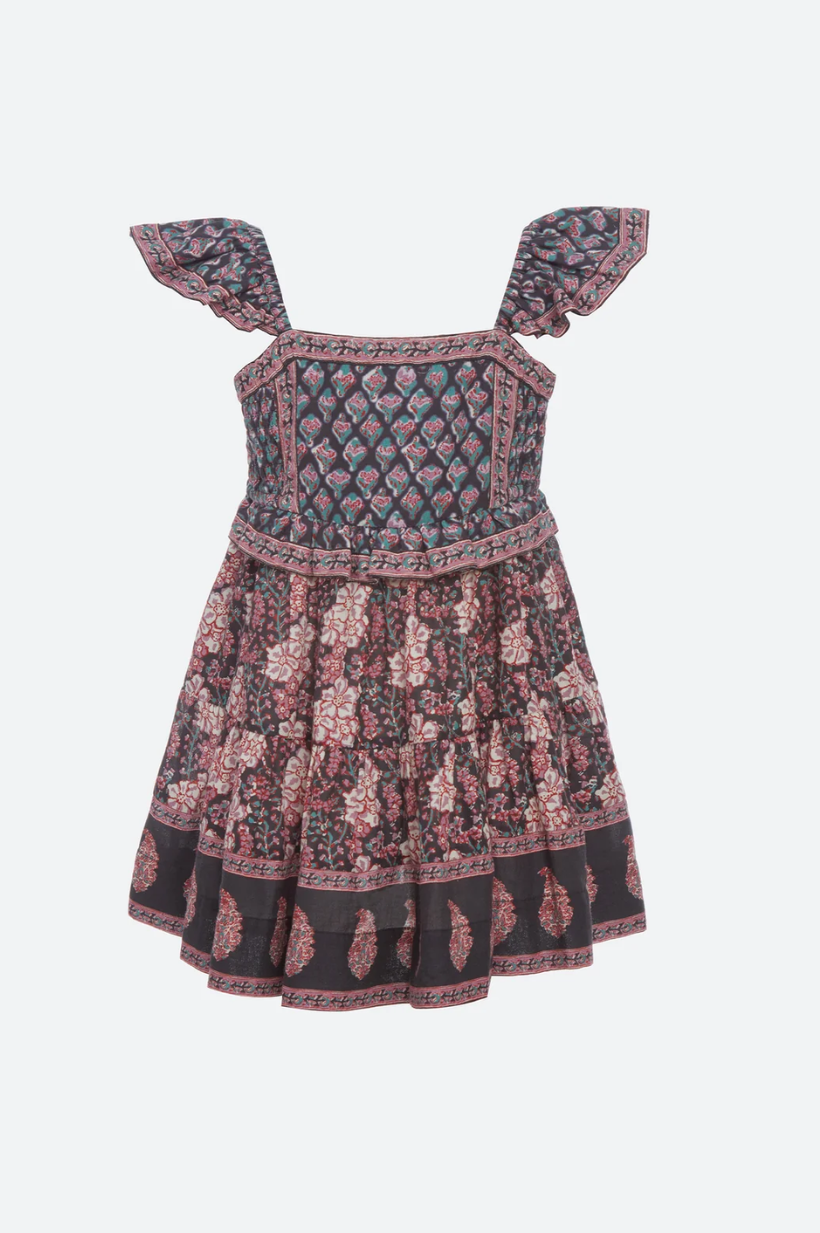 Donna Print Flutter Sleeve Smocked Dress