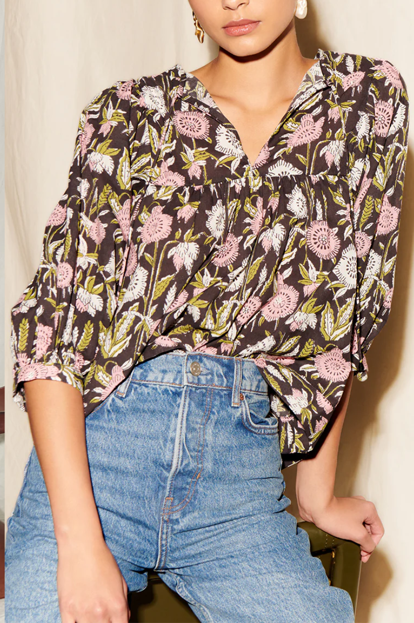Jesy Floral Block Print Top