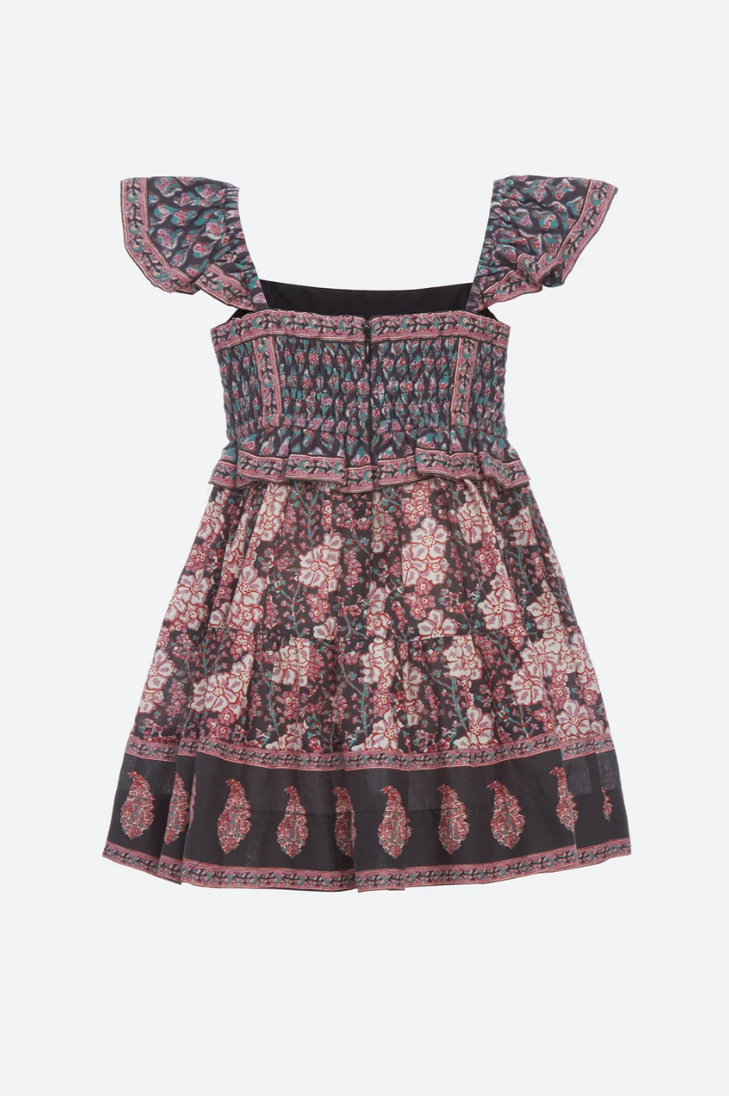 Donna Print Flutter Sleeve Smocked Dress