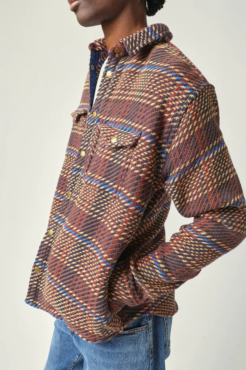 Corded Plaid Shirt Jacket