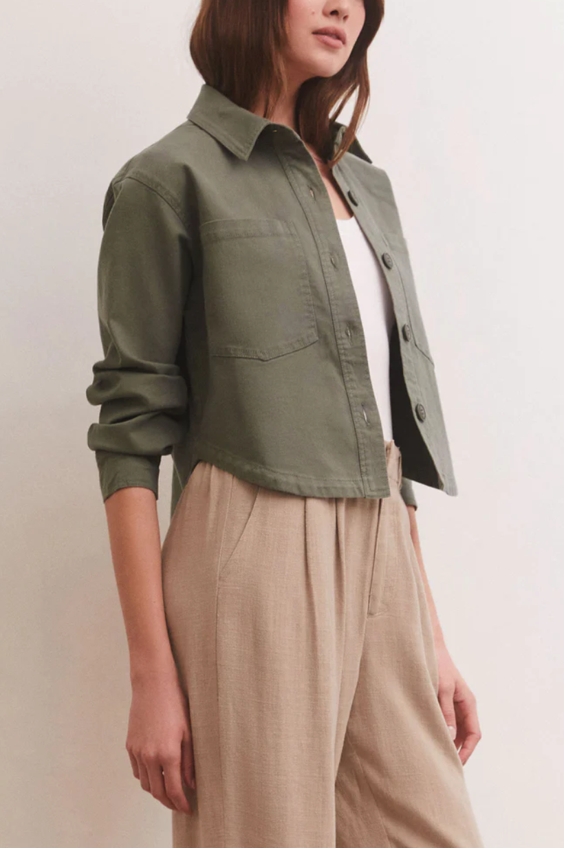 All Day Cropped Twill Jacket
