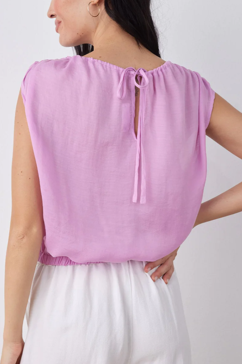 Shirred Shoulder Keyhole Back Tee - More Colors