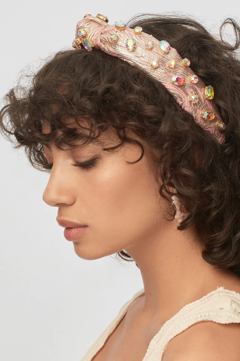 Oval Crystal Slim Knotted Headband