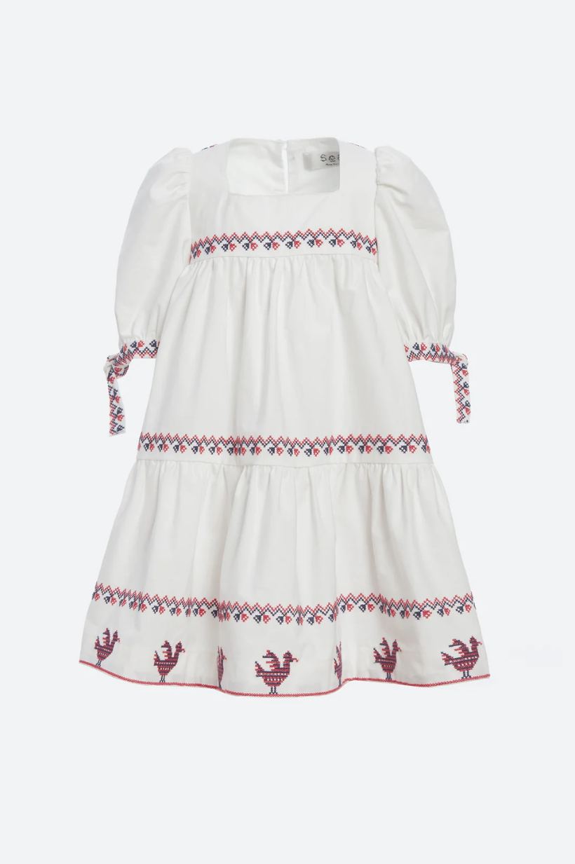 Beena Embroidery Puff Sleeve Dress