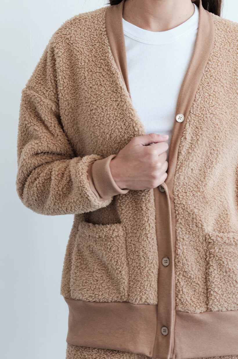 Double Faced Sherpa Oversized Cardigan