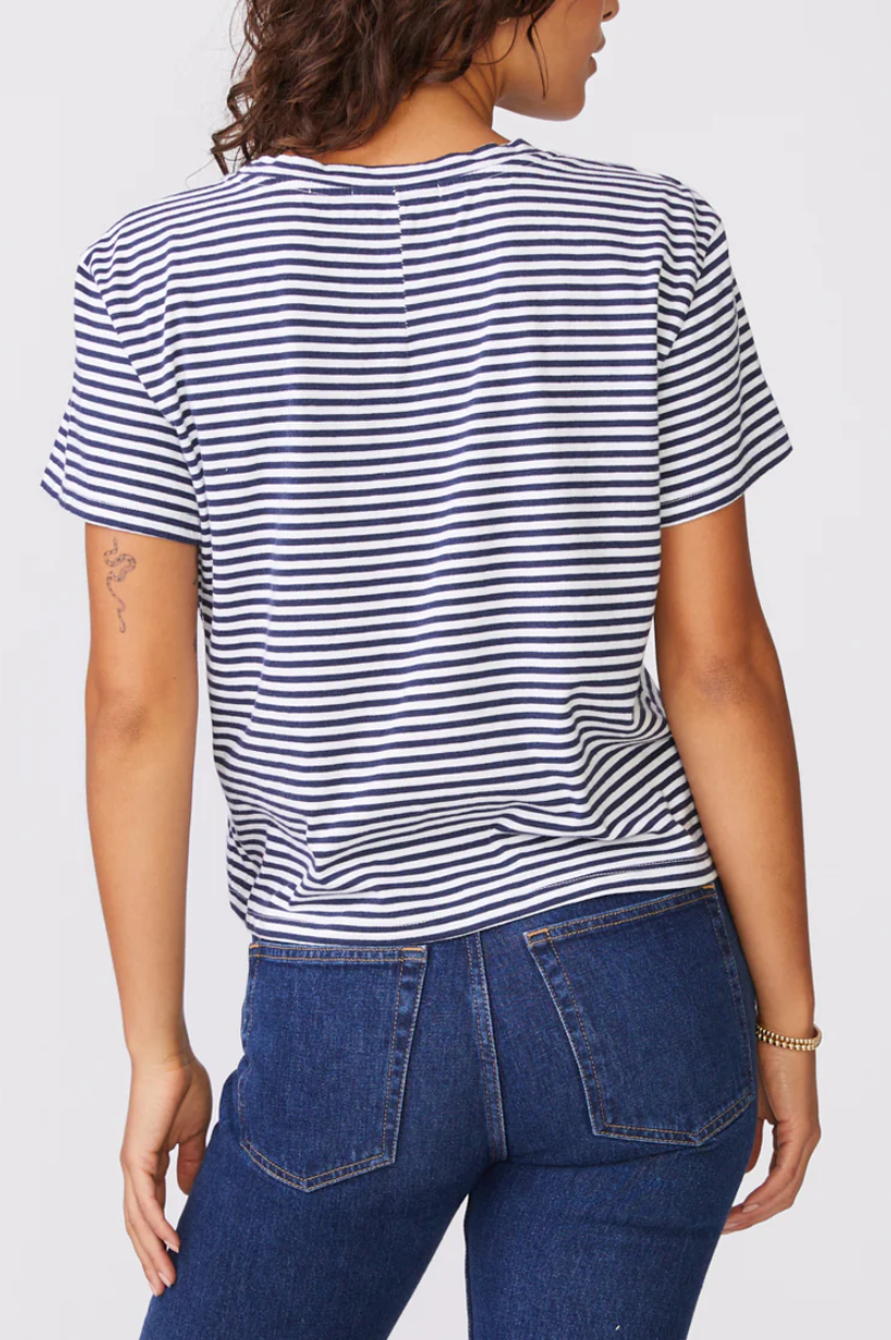 Mini Navy Stripe S/S Crew Tee
