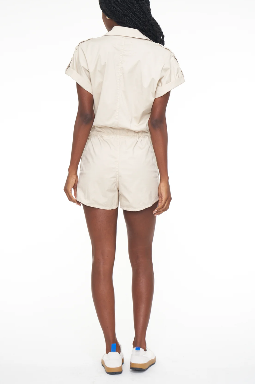 Meg Short Sleeve Zip Front Romper - More colors