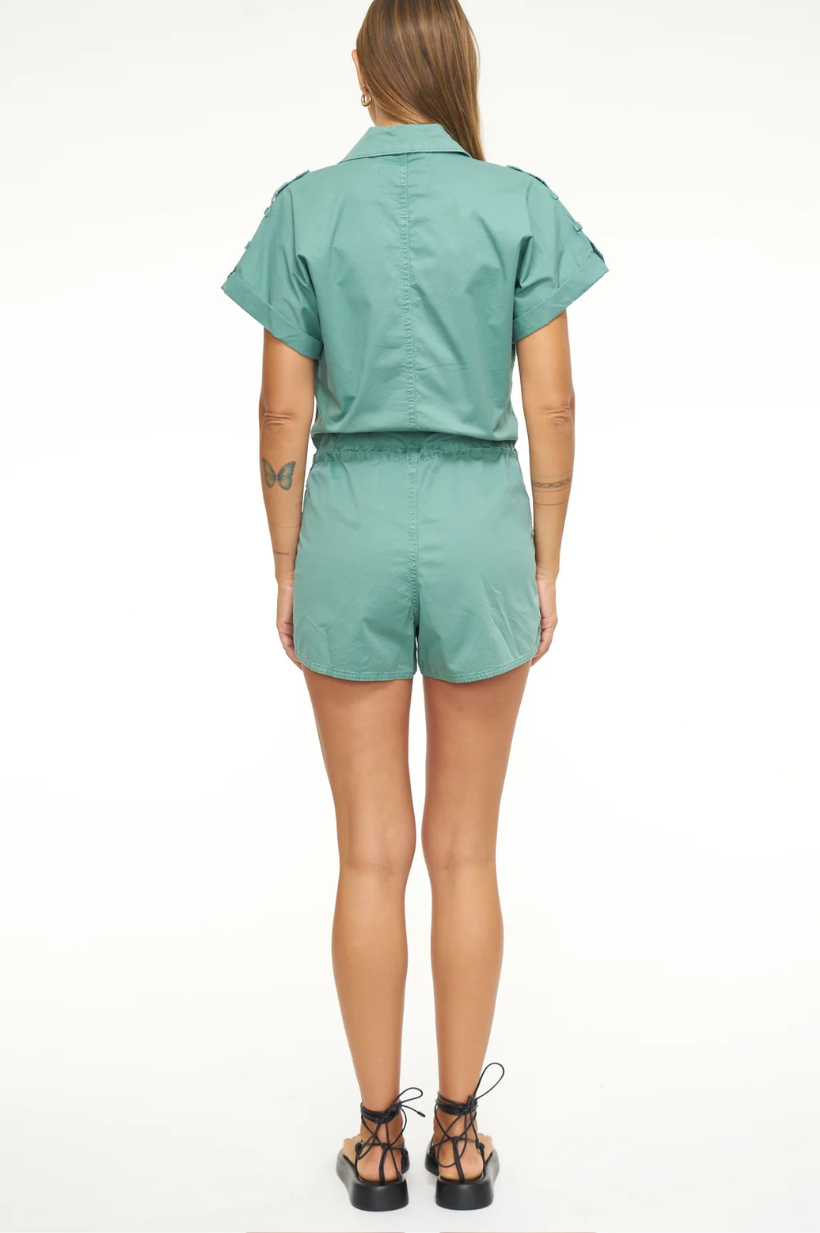 Meg Short Sleeve Zip Front Romper - More colors