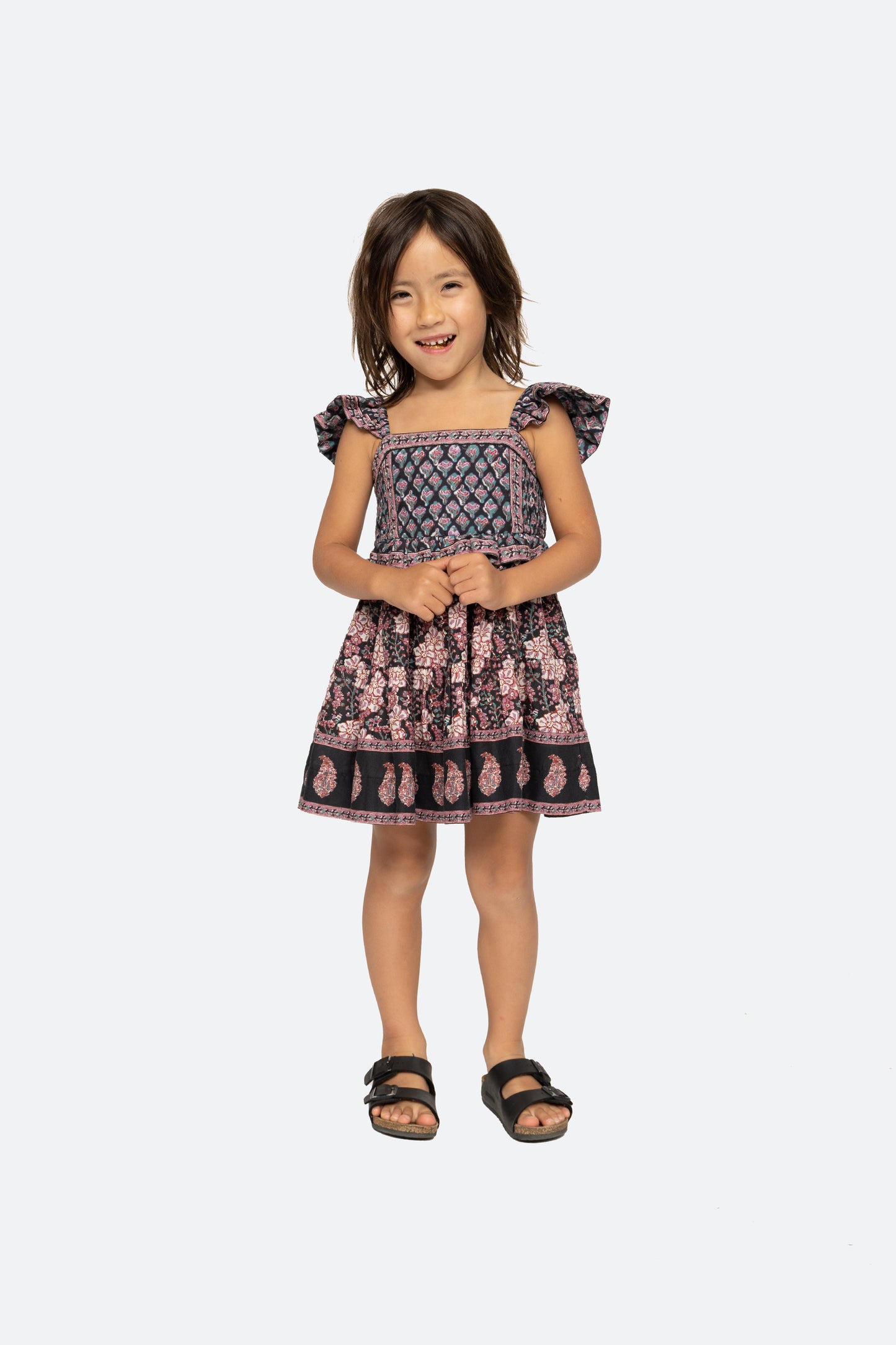 Donna Print Flutter Sleeve Smocked Dress