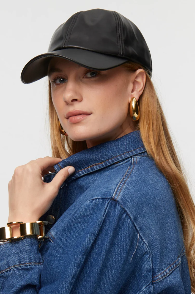 Faux Leather Baseball Cap