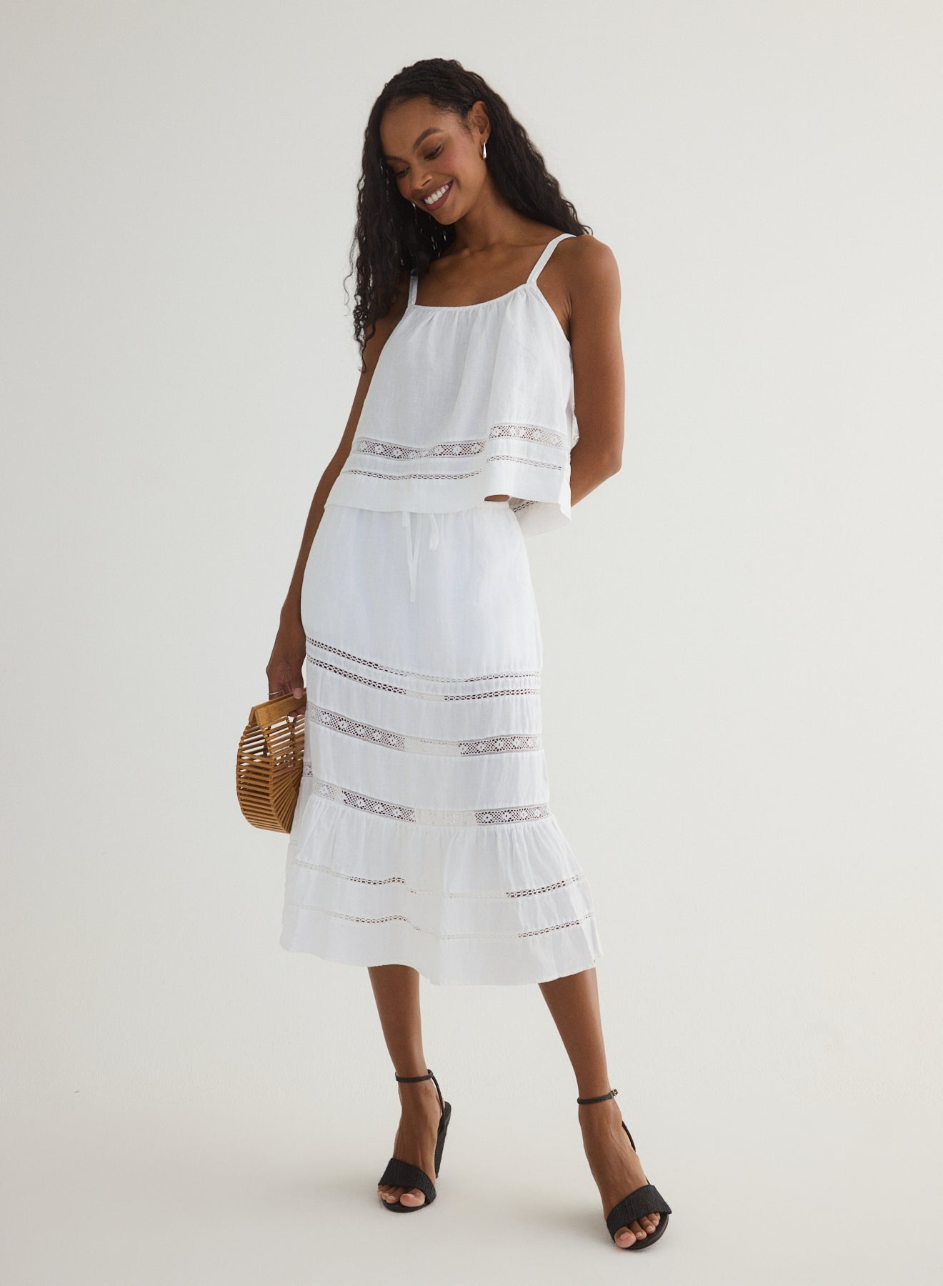 Lace Trim Tiered Skirt