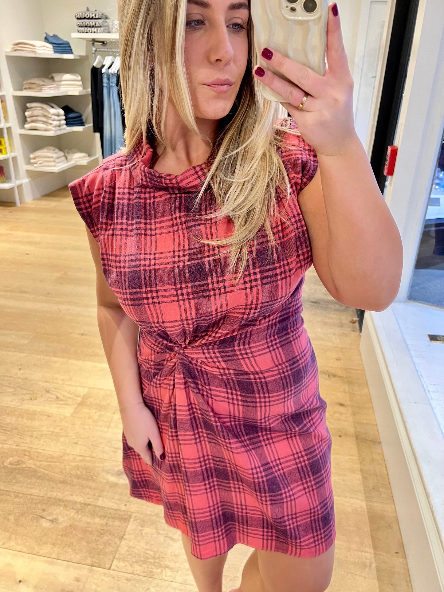 Hudson Plaid Mini Pleated Dress