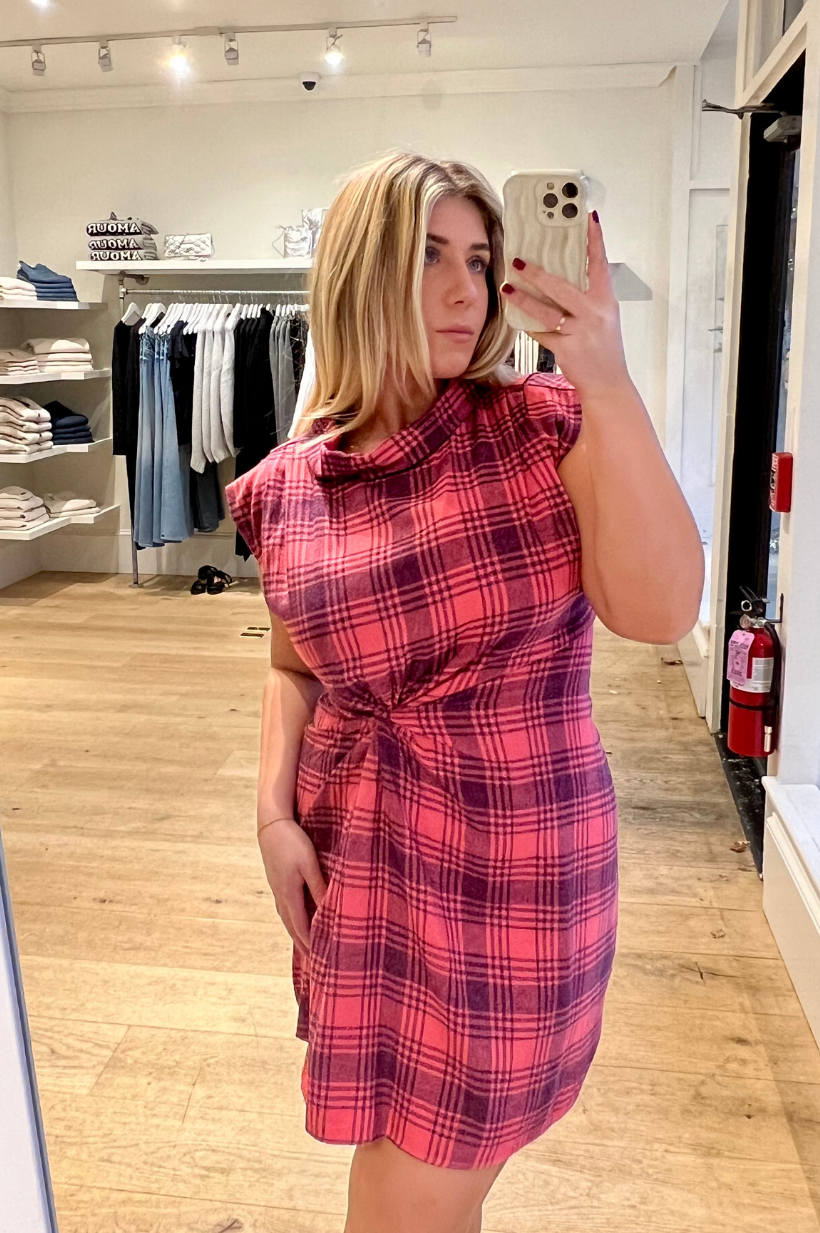 Hudson Plaid Mini Pleated Dress