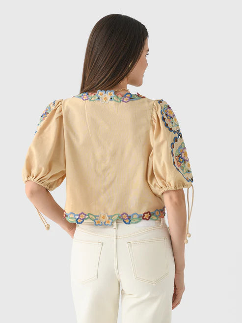 Melinda Embroidered Short Sleeve Top