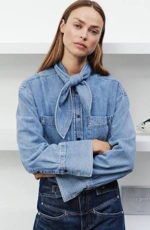 Denim Scarf shirt