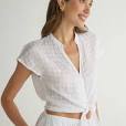 Short Sleeve Tie Front Top