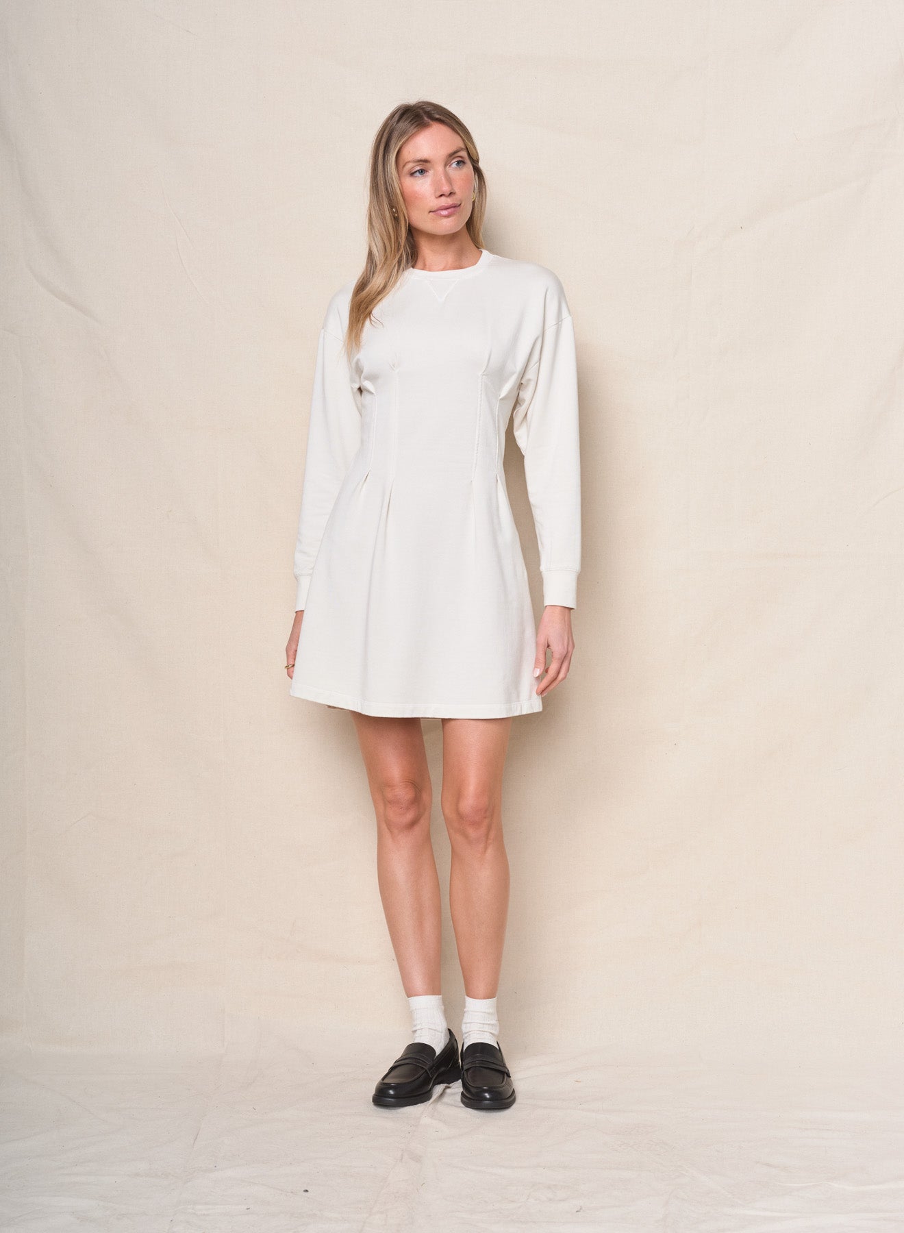 Pintuck Fleece Mini Dress