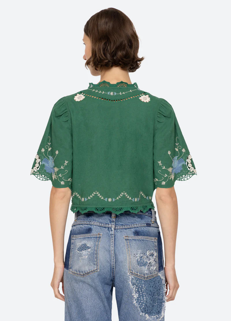 Vesna Embroidery Tie Front Top