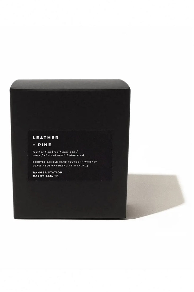 Leather + Pine Candle