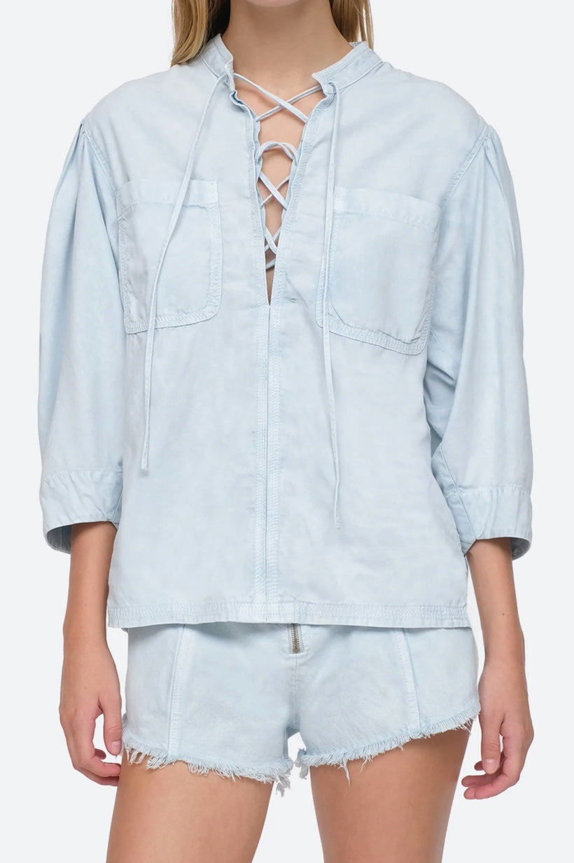 Nyla Twill Puff Sleeve Top