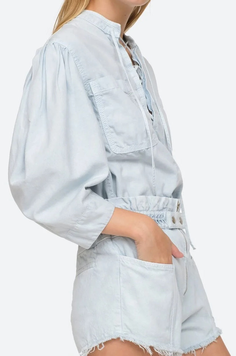 Nyla Twill Puff Sleeve Top