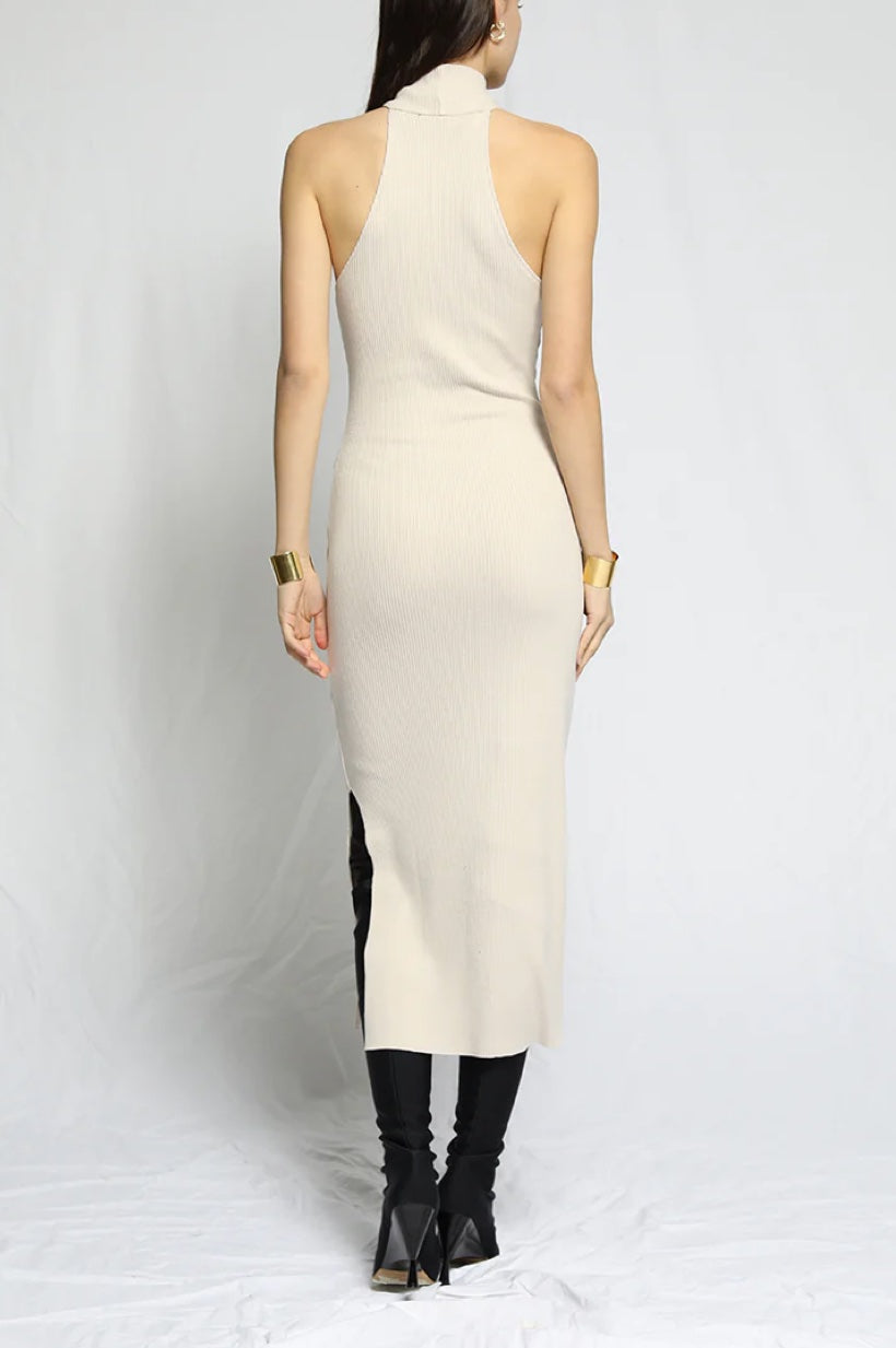 Sleeveless T-Neck Midi Dress