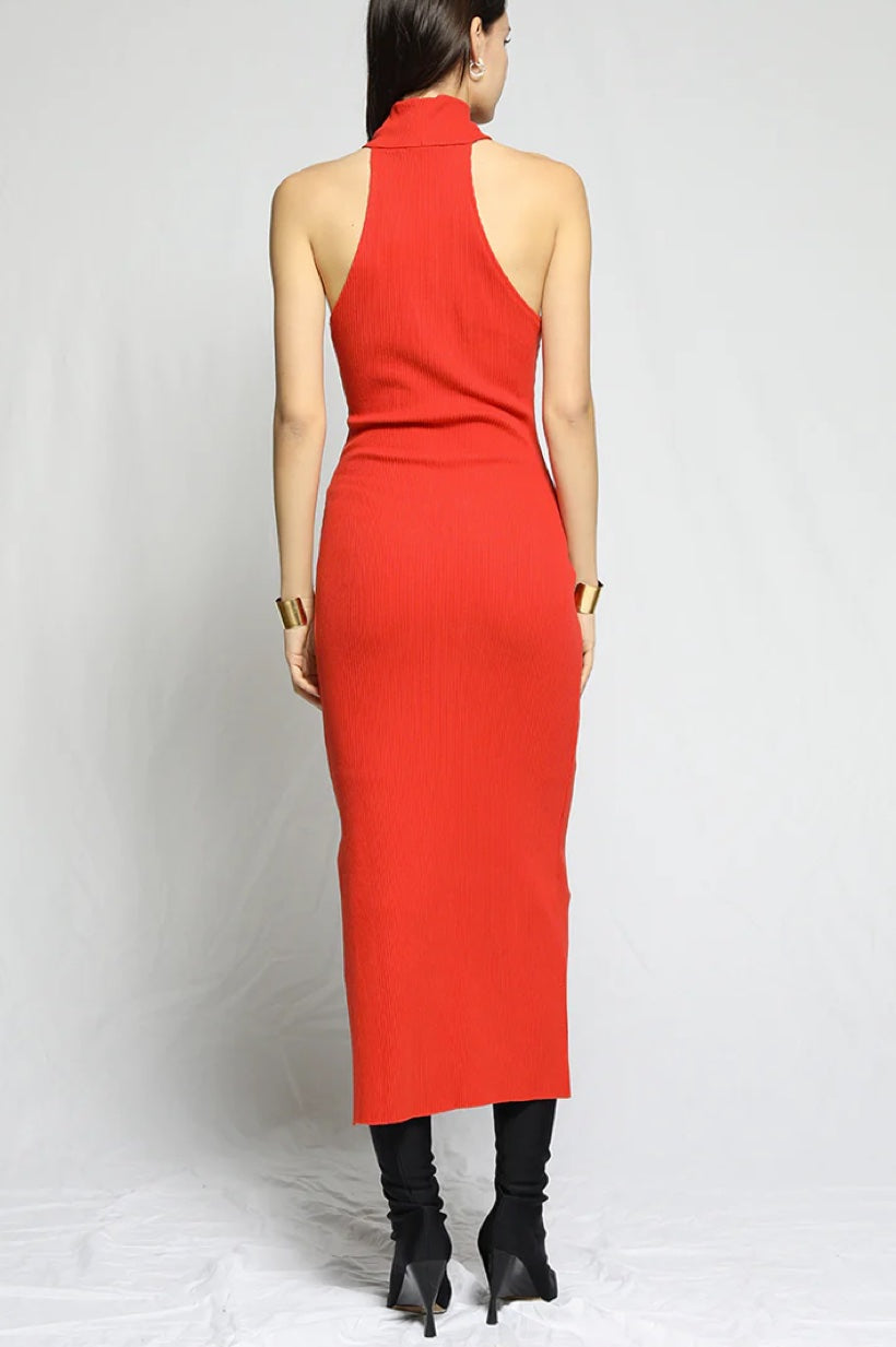 Sleeveless T-Neck Midi Dress