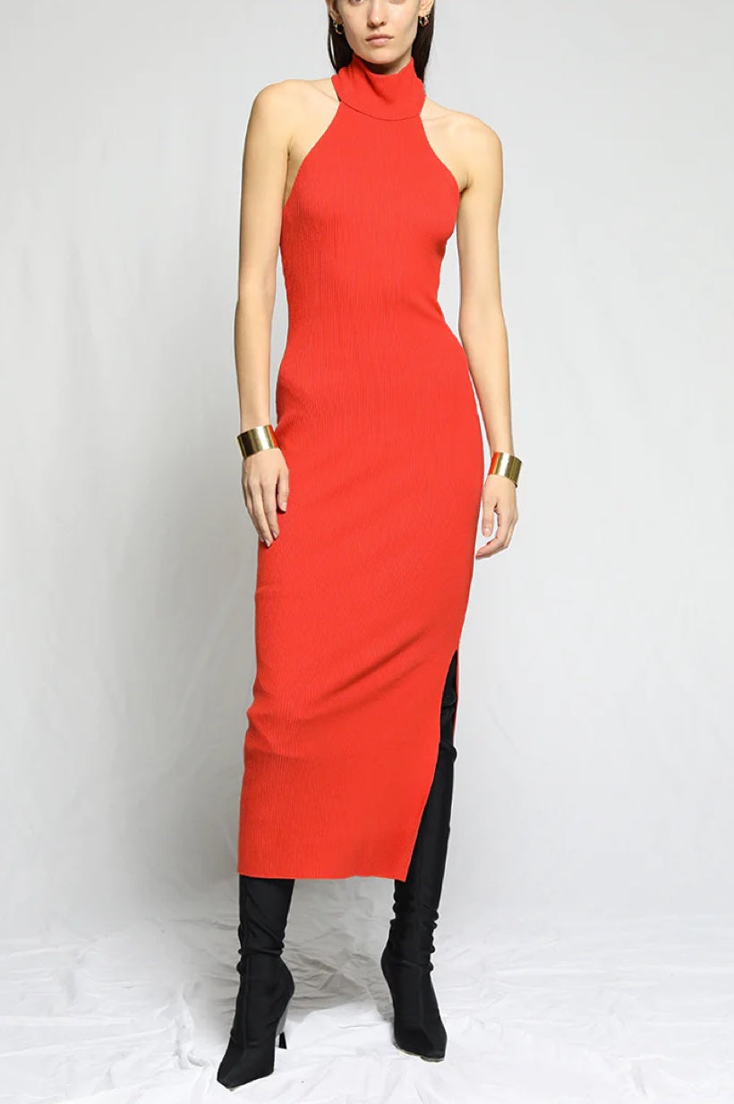 Sleeveless T-Neck Midi Dress