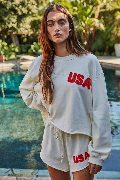 Crew Pullover with USA Patch