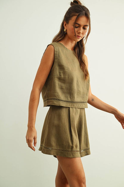 LINEN  CROP TOP