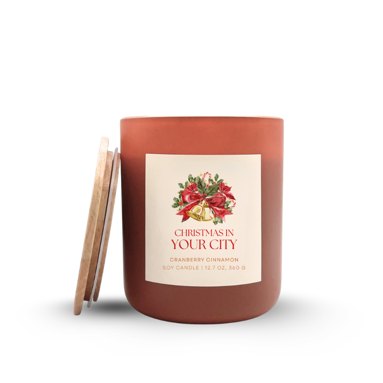 Christmas in <Your City> Custom Candle, Christmas Hearth