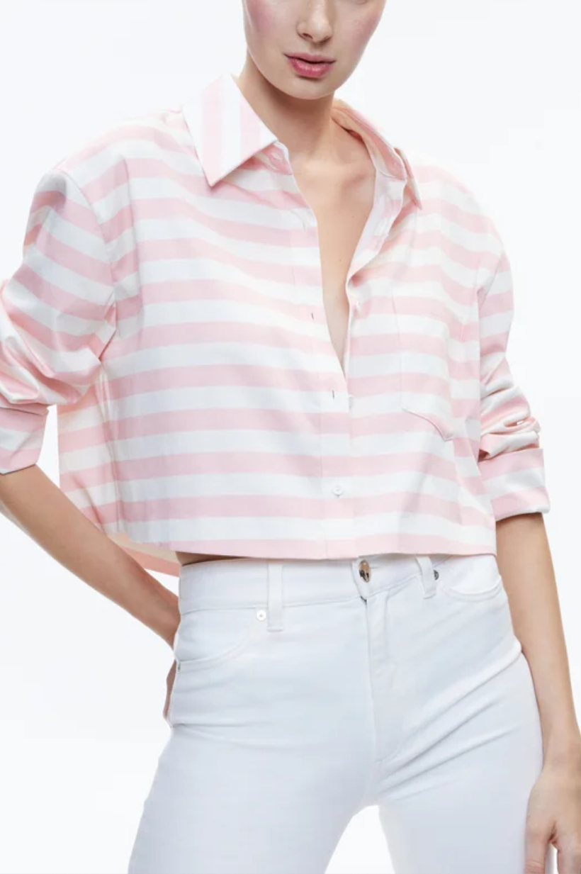 Finely Cropped Oversized Button Down Shirt