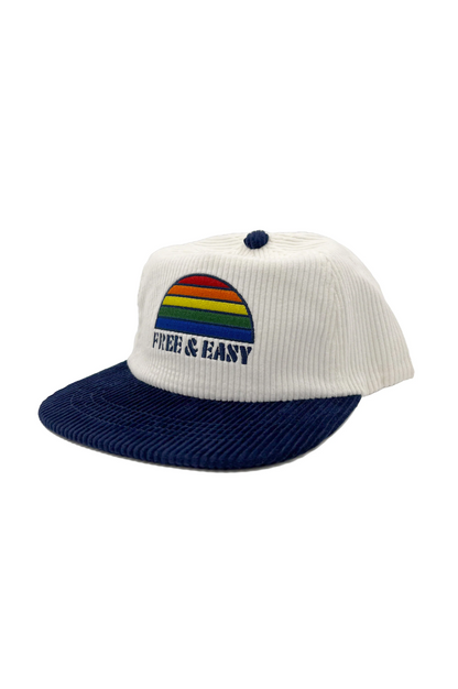 Rainbow Two Tone Fat Corduroy Snapback Hat