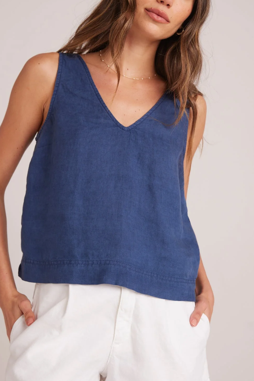 Sleeveless Button Back V-Neck Top