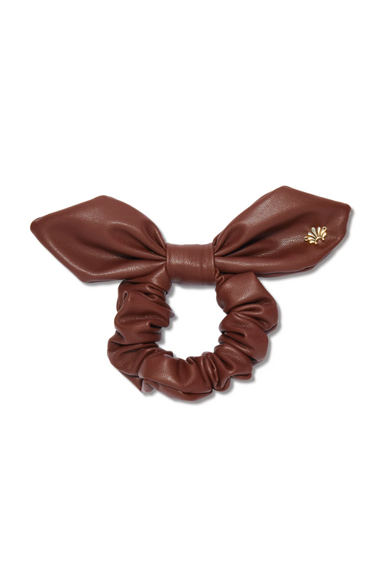 Faux Leather Veronica Bow Scrunchie