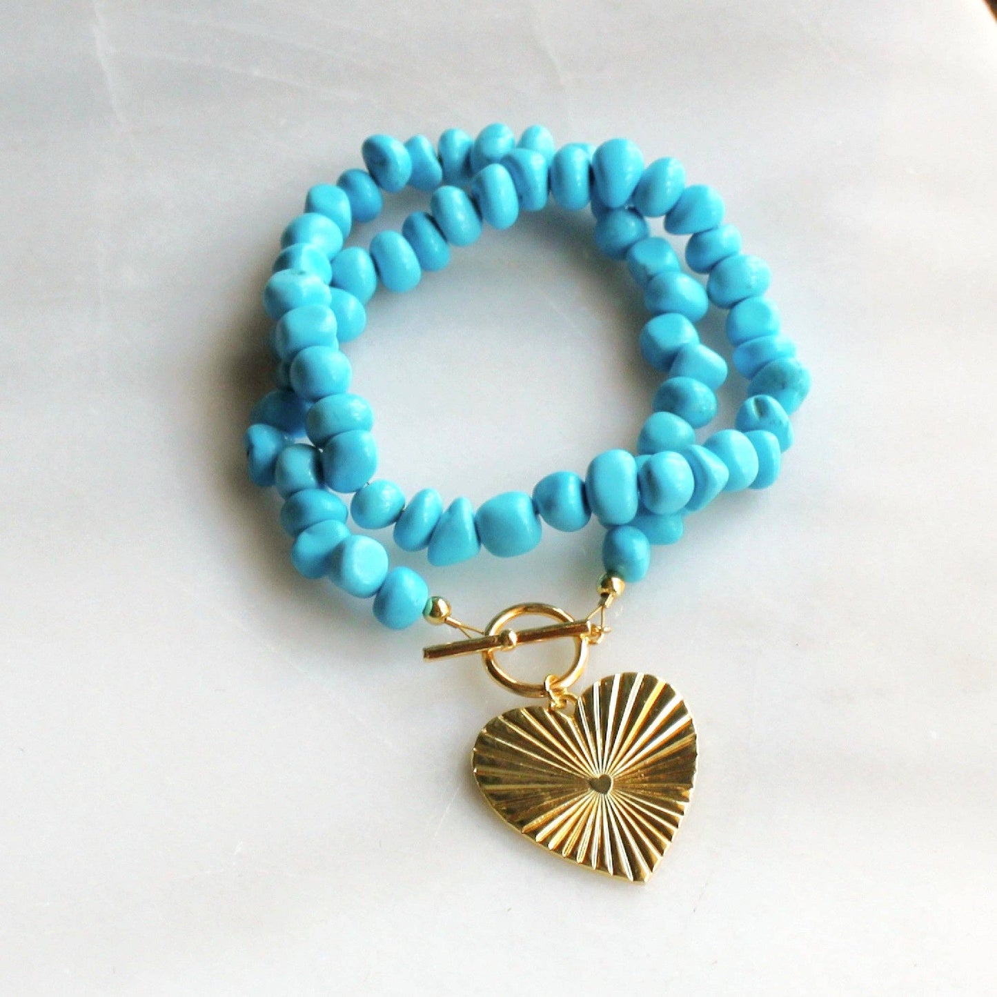 Rhea Turquoise Gemstone Charm Necklace