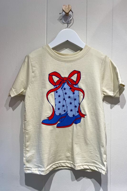 Blue Boots & Bow Kids Tee