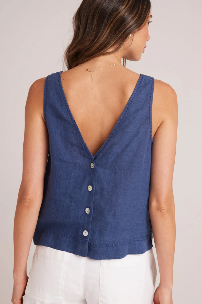 Sleeveless Button Back V-Neck Top