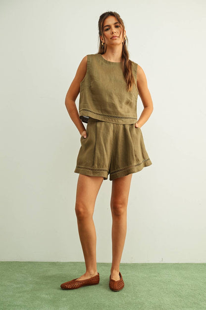 LINEN  CROP TOP