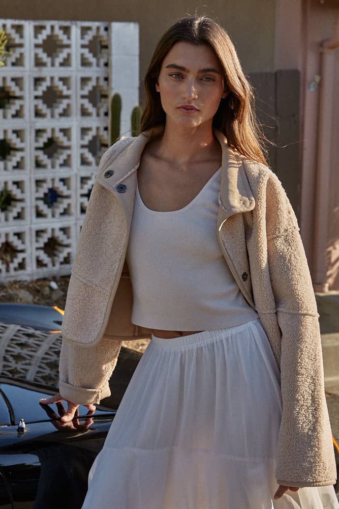 Sherpa Turtleneck Bomber Jacket