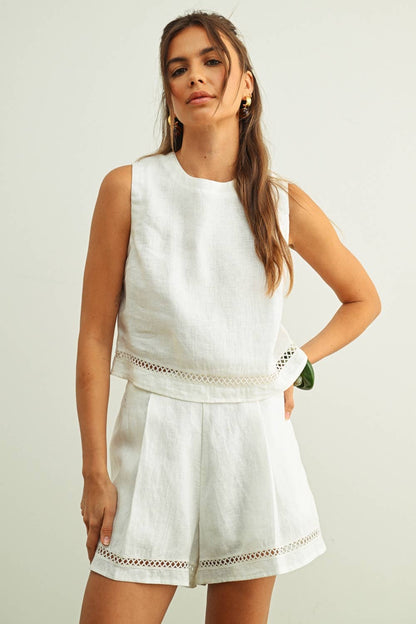 LINEN  CROP TOP