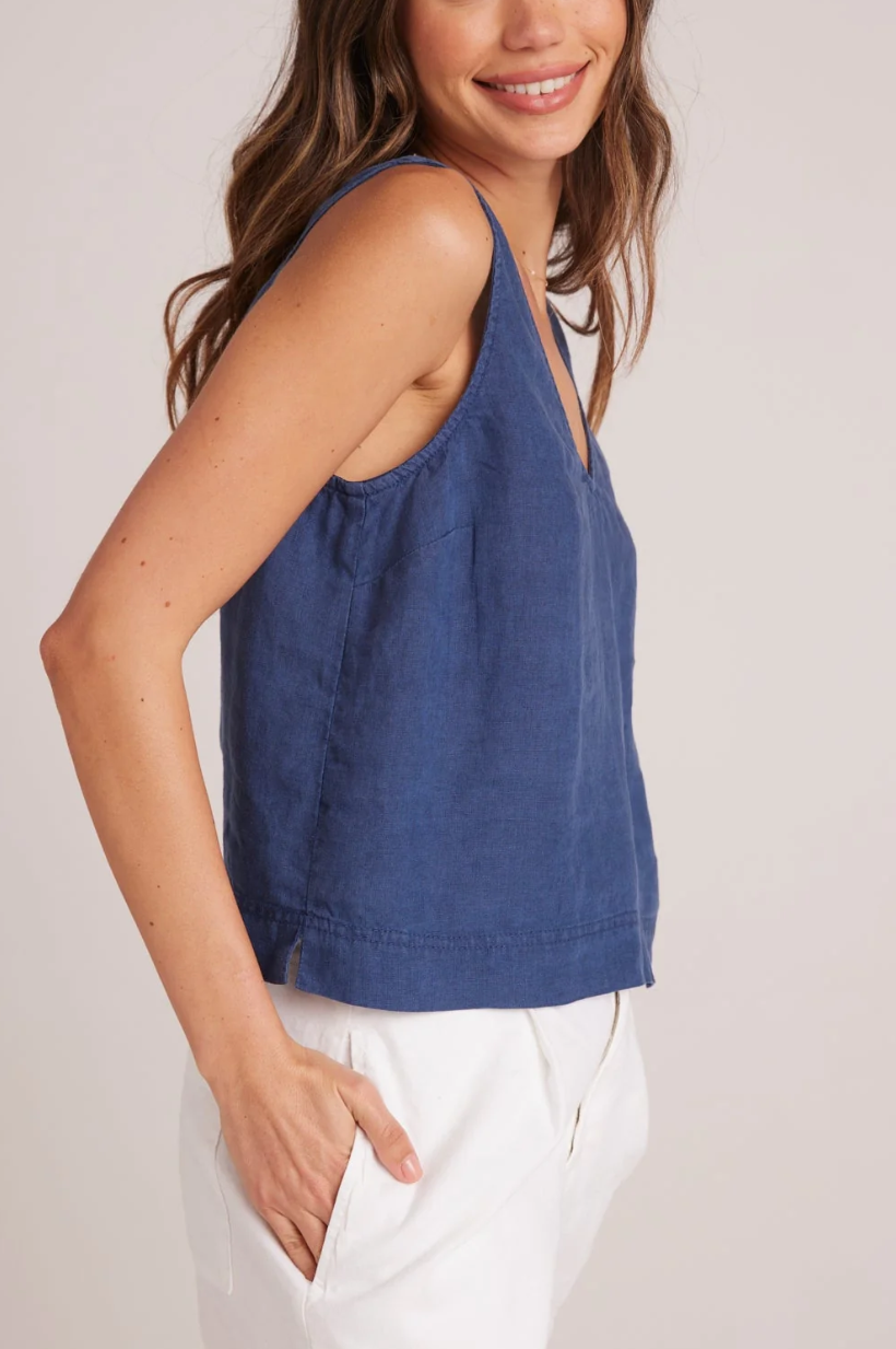 Sleeveless Button Back V-Neck Top