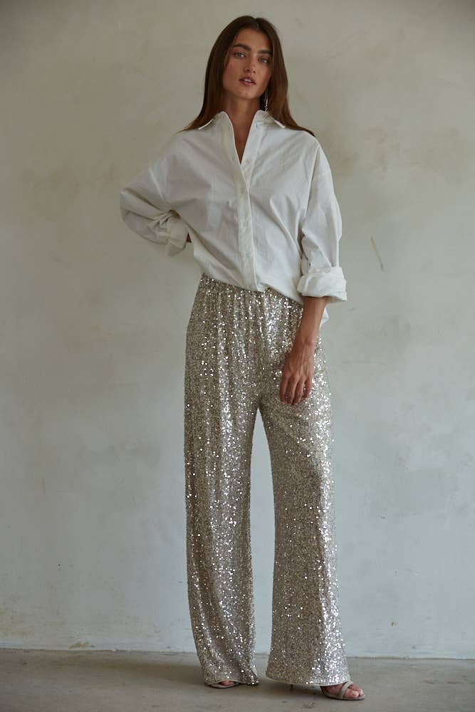 Sequin Wide Leg Pants