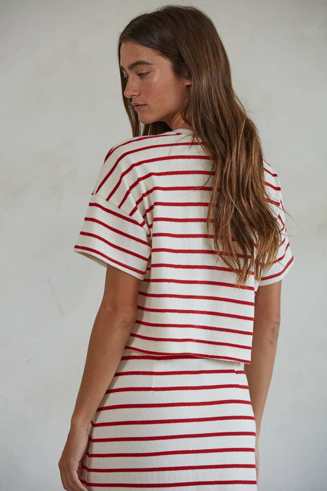 Striped Short Sleeve Pullover Top