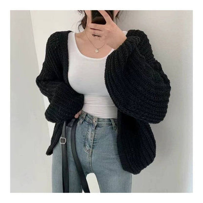 V-Neck Loose-Fit Knit Cardigan