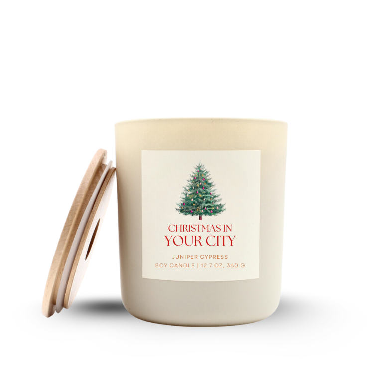 Christmas in <Your City> Custom Candle, Christmas Hearth