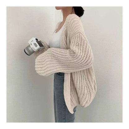 V-Neck Loose-Fit Knit Cardigan