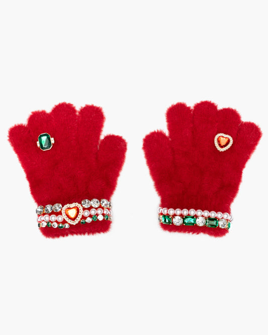 Ruby Red Jeweled Gloves