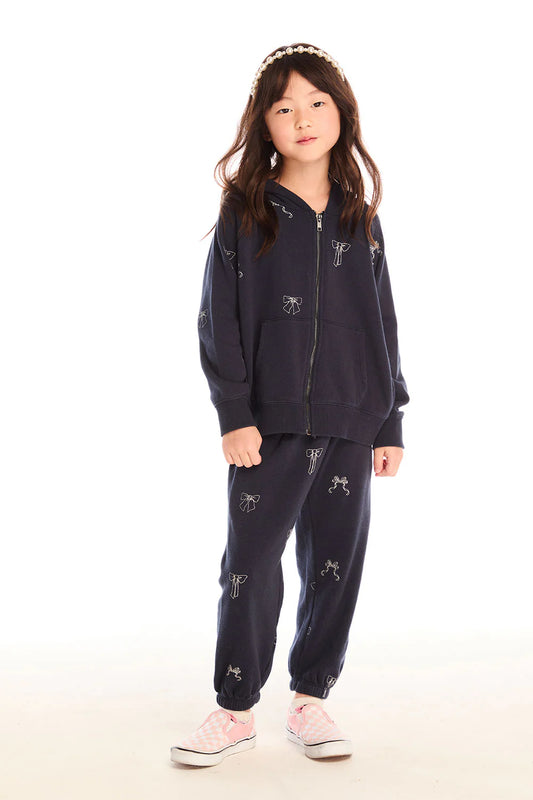 Tossed Glitter Bow Zip UP